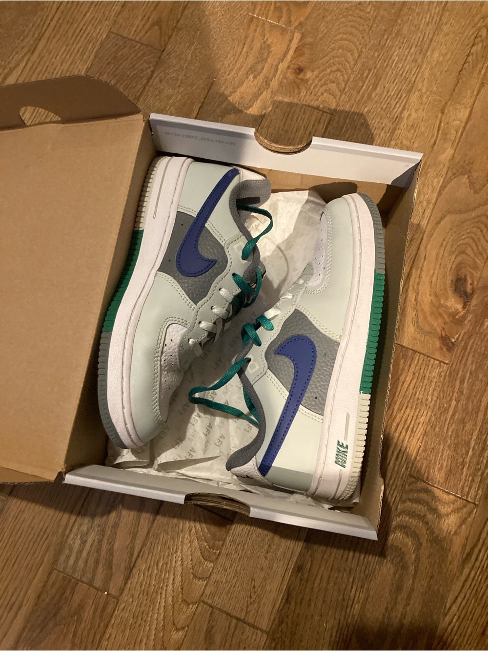 Nike Kids' Low-Top Sneakers in White, Gray & Blue